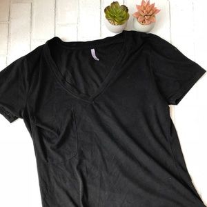 Z Supply Faux Suede Black V Neck Tee